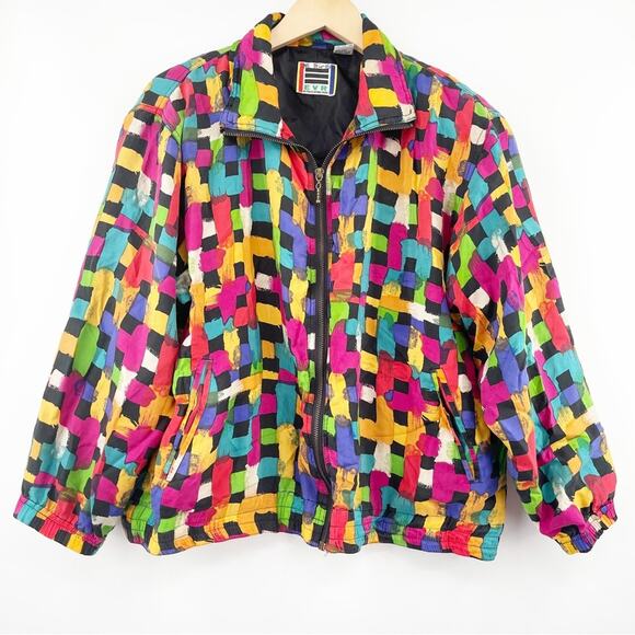 EVR Russo Jackets & Blazers - VINTAGE EVR Rousso Apparel 100% Silk Bomber Windbreaker Jacket 90s Y2K Large